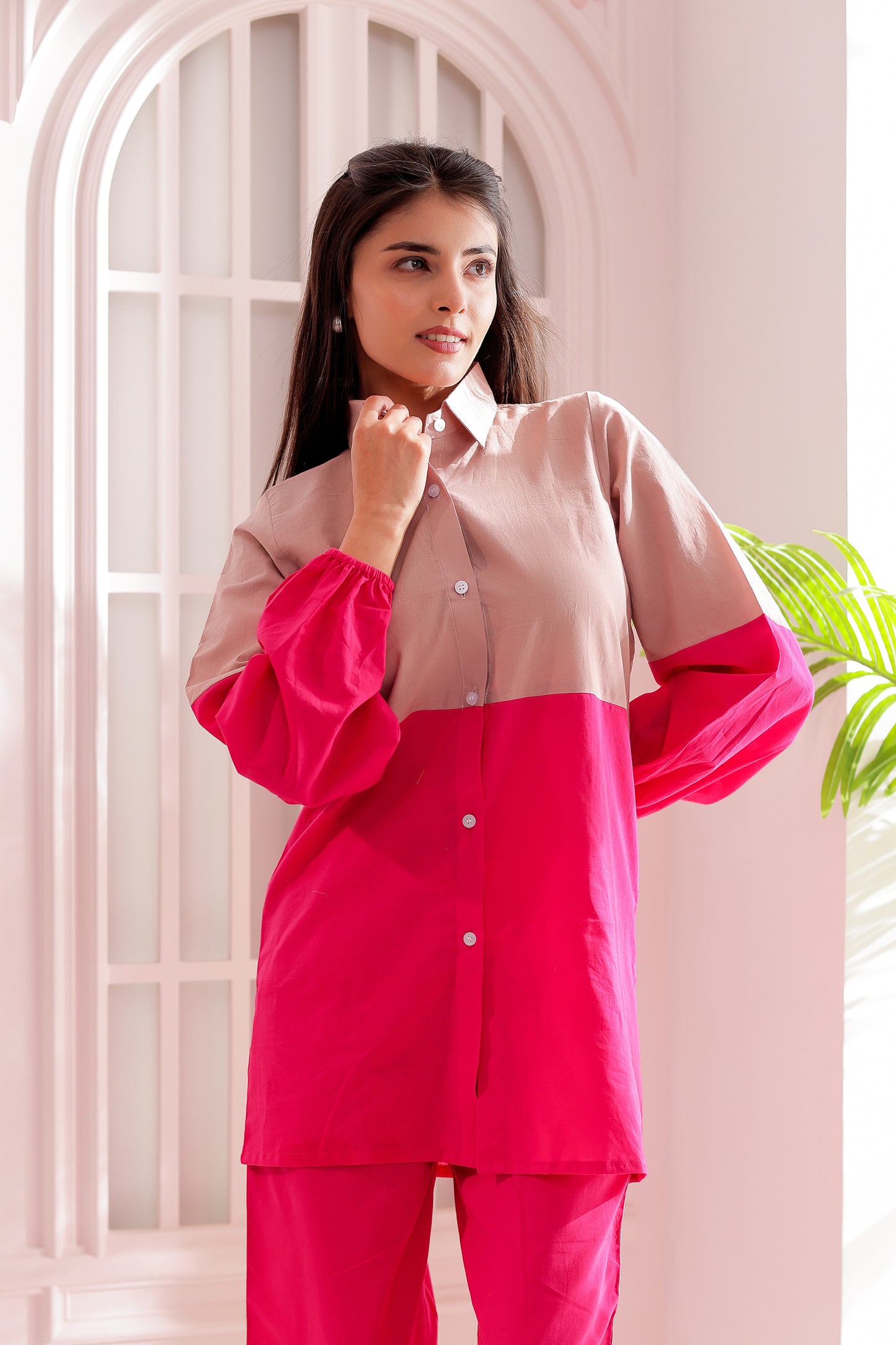 Fuchsia and Nude Dual Tone Co-ord Set