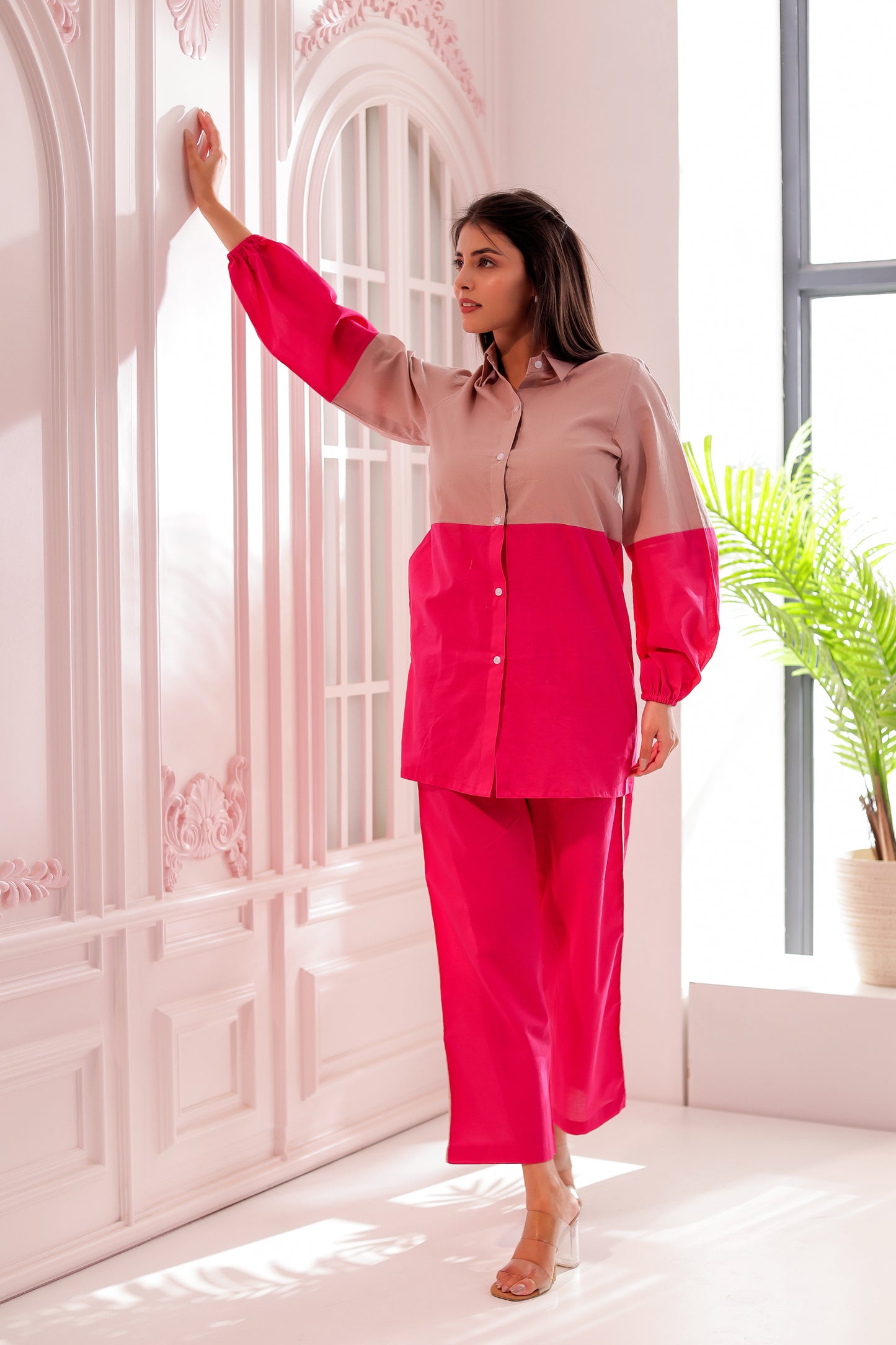 Fuchsia and Nude Dual Tone Co-ord Set