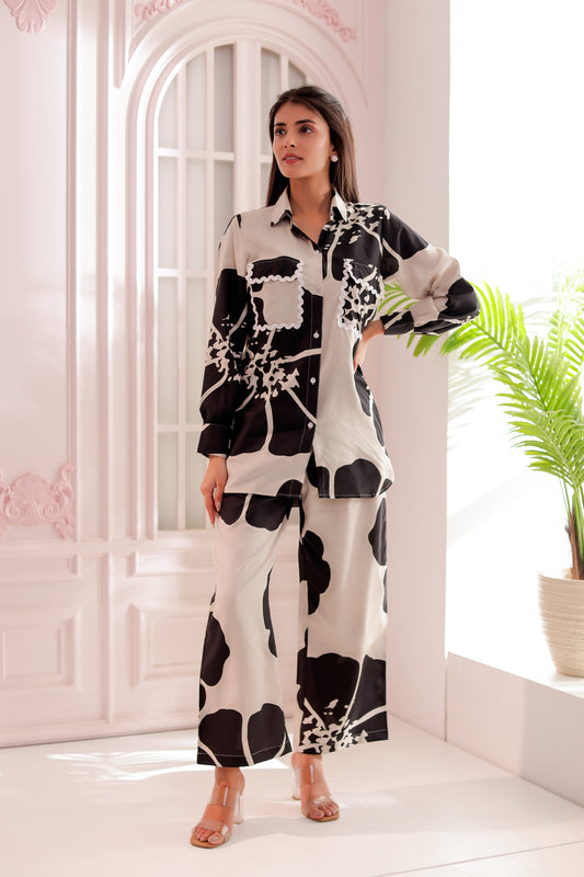 Jasmine Beige & Black Printed Co-ord Set