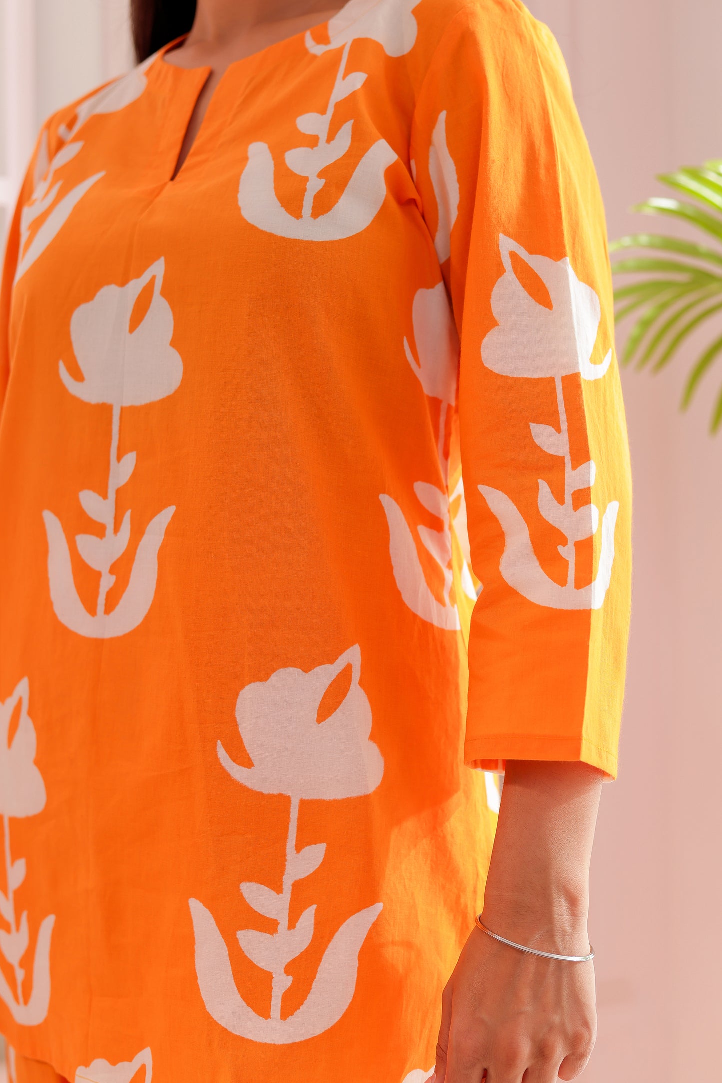 Orange & White Printed Co-ord Set