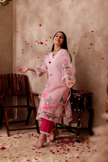Pichwai Printed Chanderi Kurta Co-ord Set