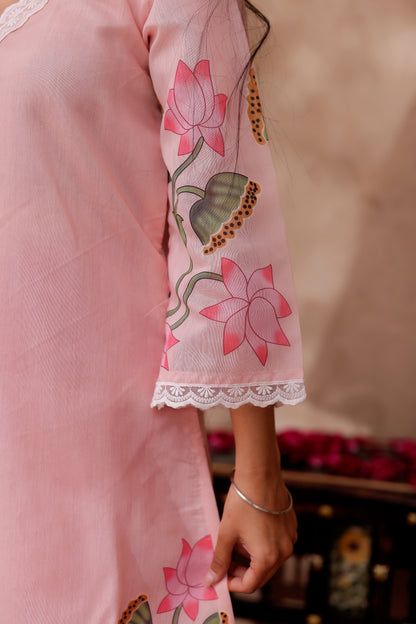 Pichwai Printed Chanderi Kurta Co-ord Set