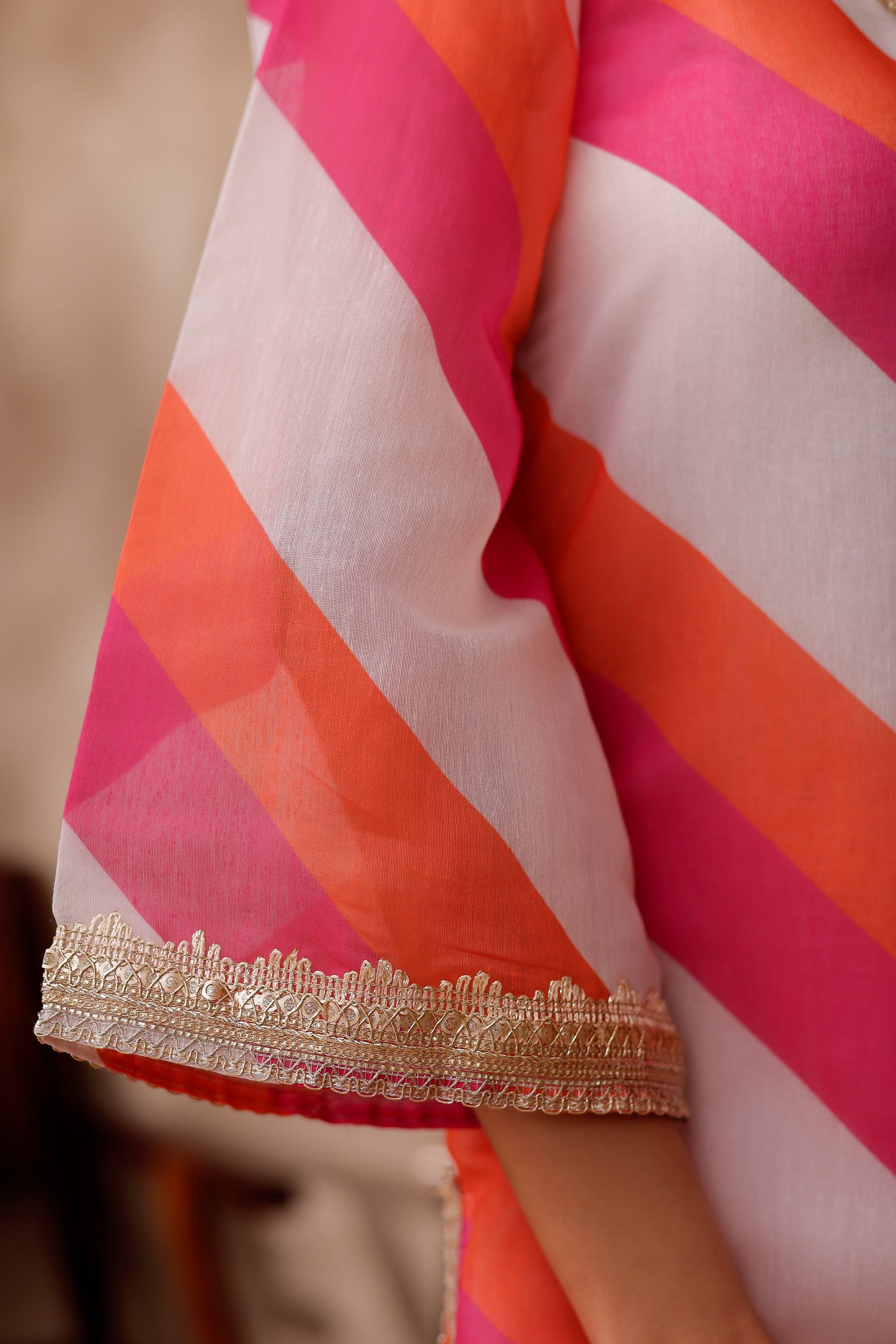 Chanderi Stripes Printed Kurta Co-ord Set