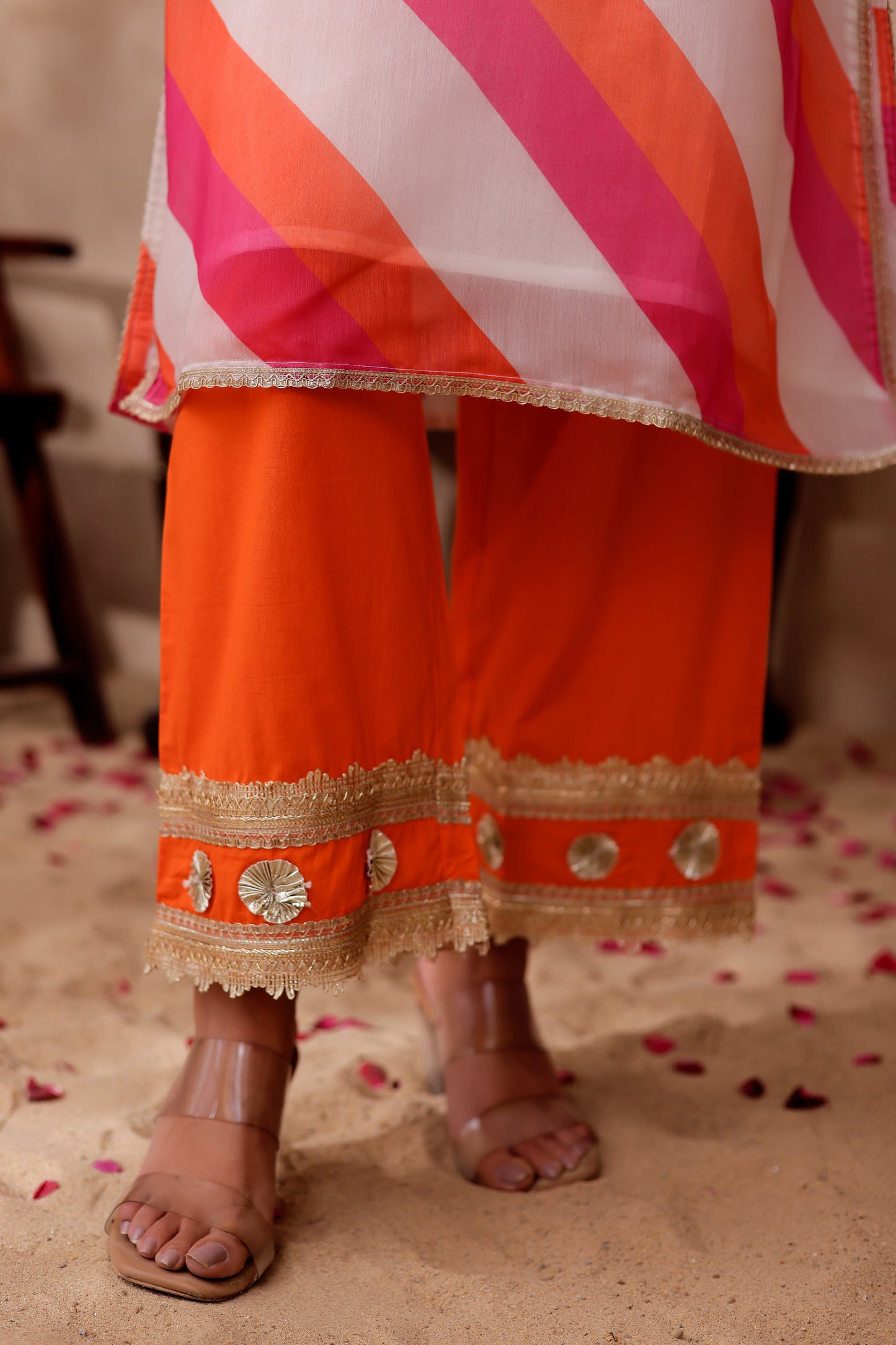 Chanderi Stripes Printed Kurta Co-ord Set