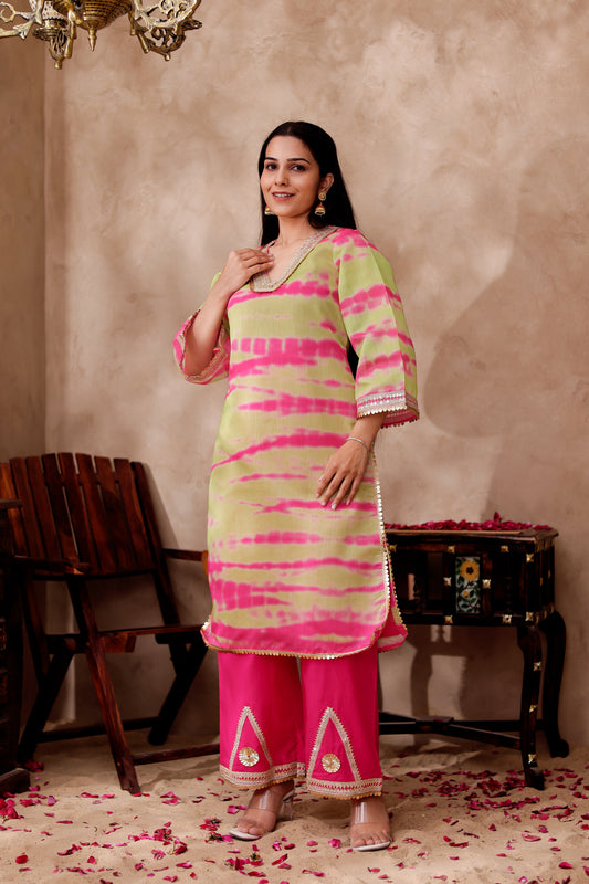Chanderi Shibori Printed Kurta Co-ord Set