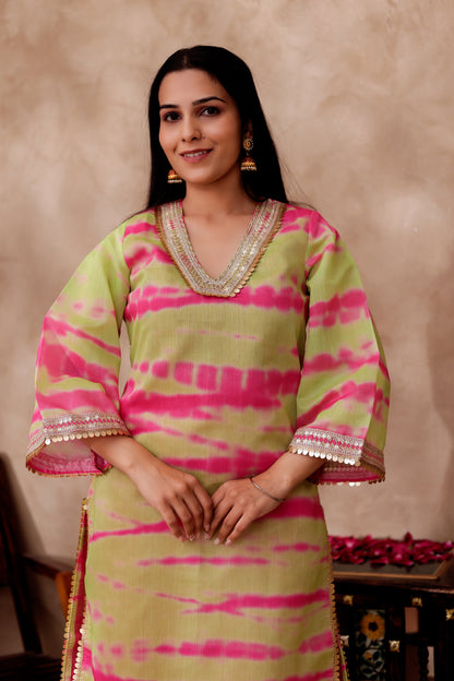 Chanderi Shibori Printed Kurta Co-ord Set