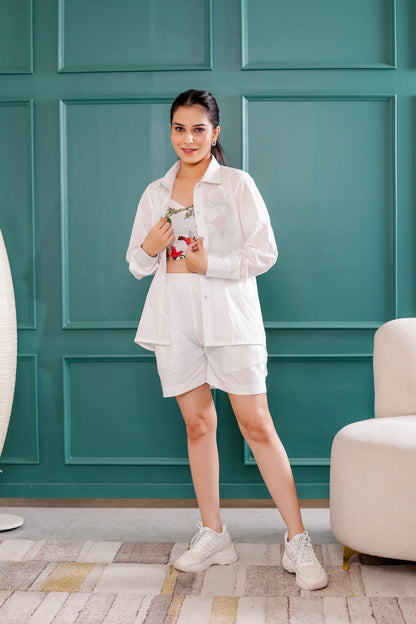 White Floral Three Piece Co-ord Set