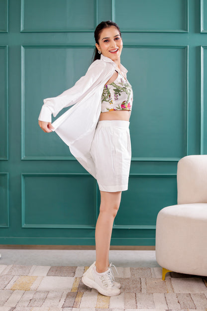 White Floral Three Piece Co-ord Set