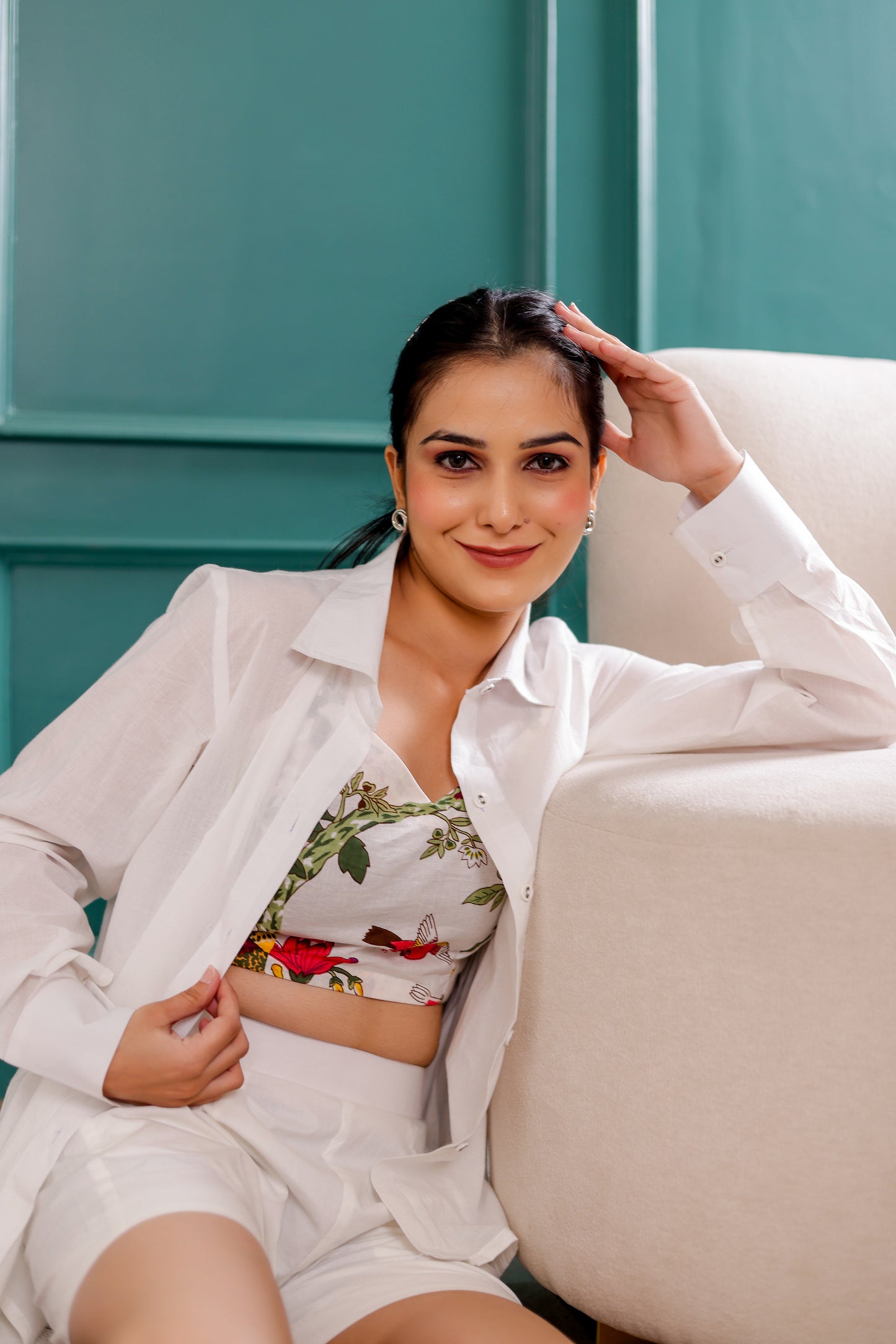 White Floral Three Piece Co-ord Set