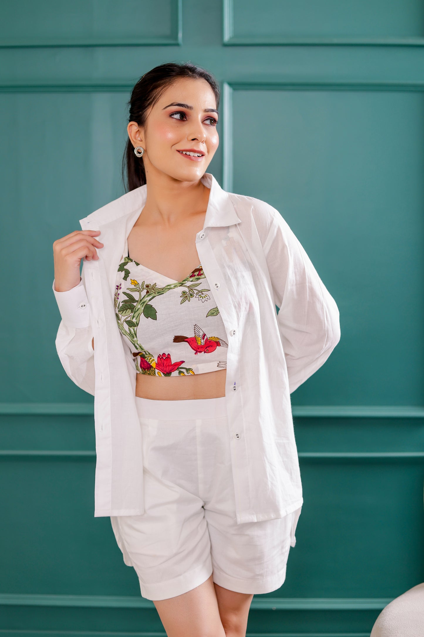 White Floral Three Piece Co-ord Set