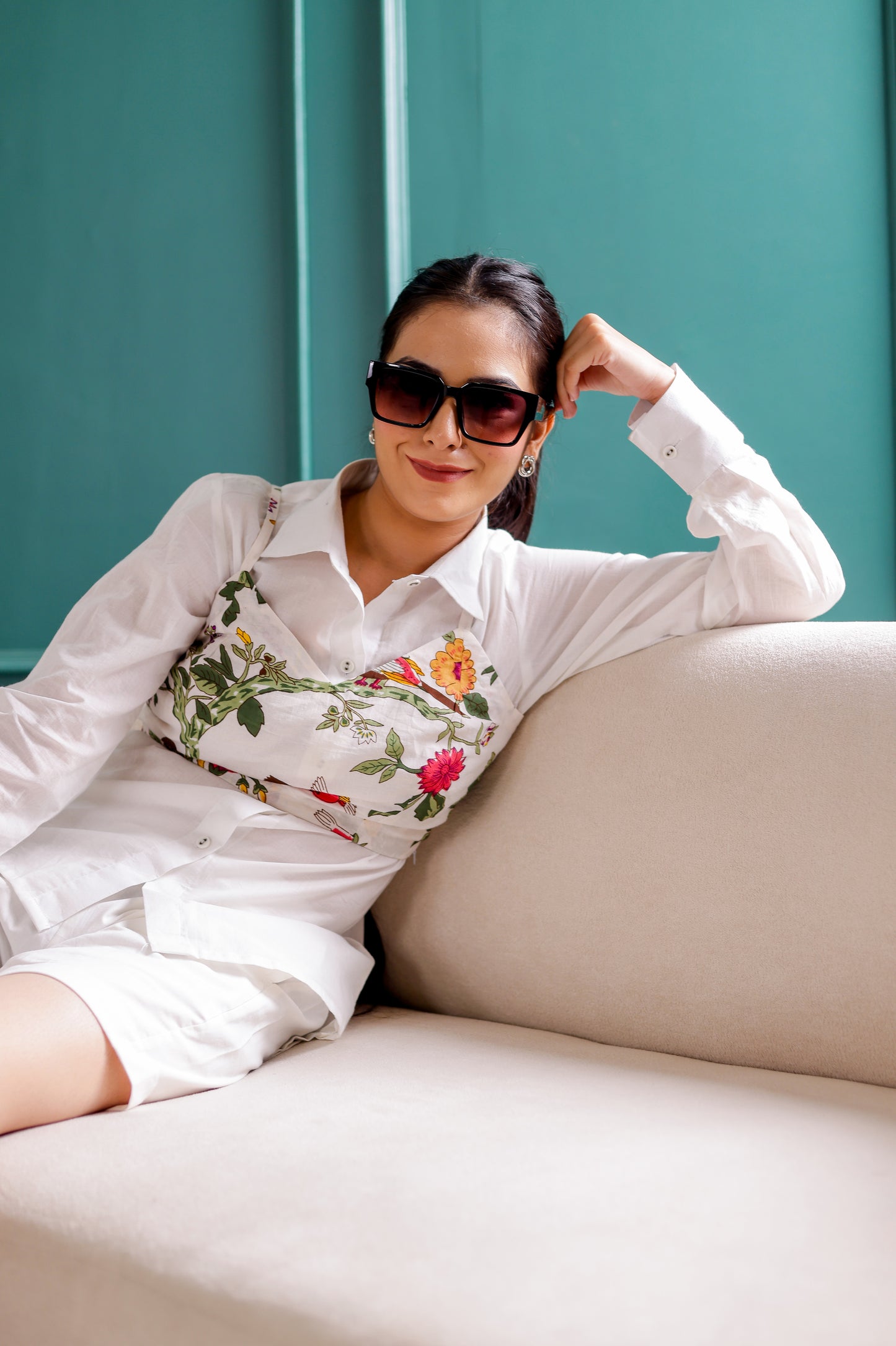 White Floral Three Piece Co-ord Set