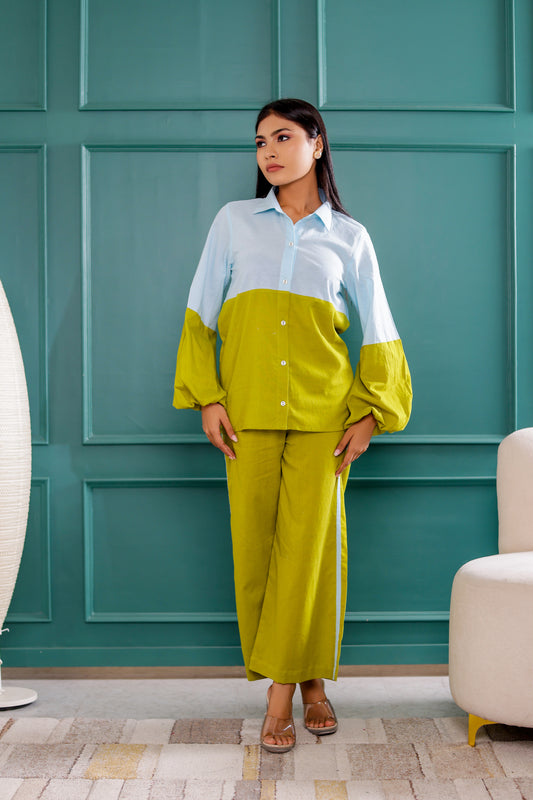 Blue and Green Dual Tone Co-ord Set