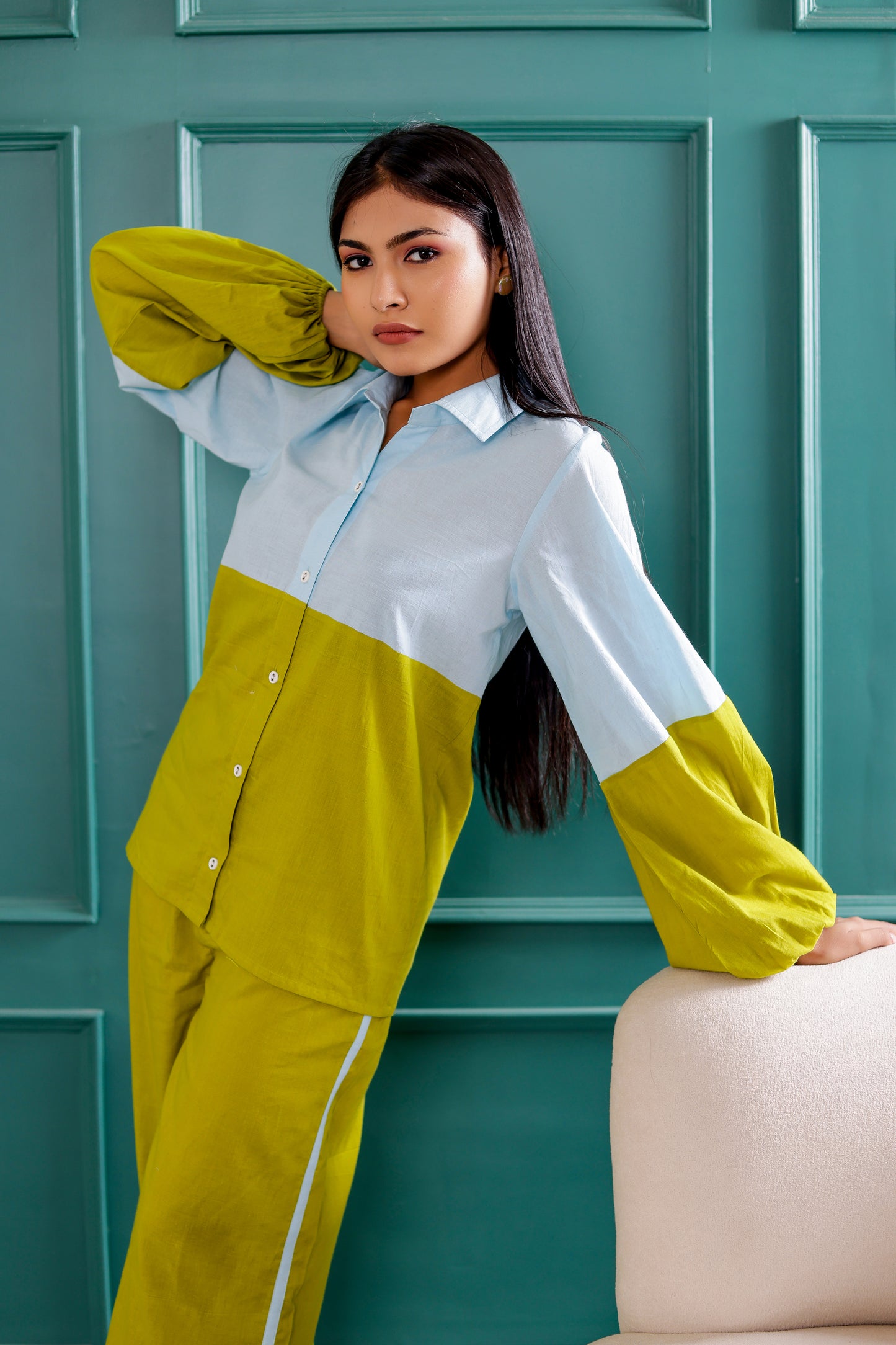 Blue and Green Dual Tone Co-ord Set