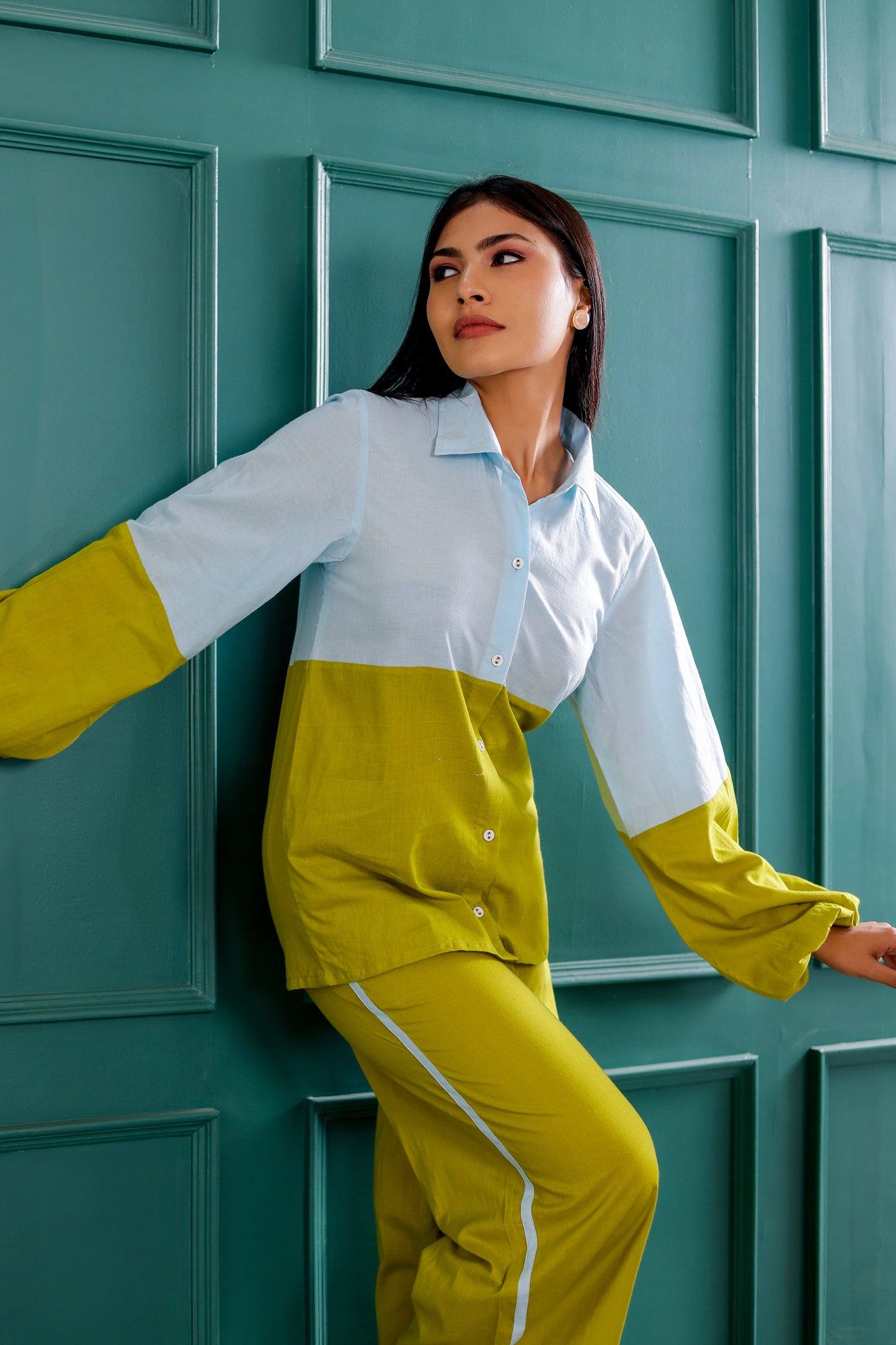 Blue and Green Dual Tone Co-ord Set