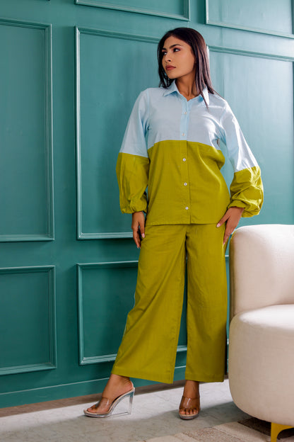 Blue and Green Dual Tone Co-ord Set