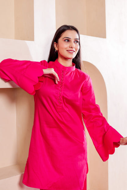 Pink Pakistani Sleeves Co-ord Set