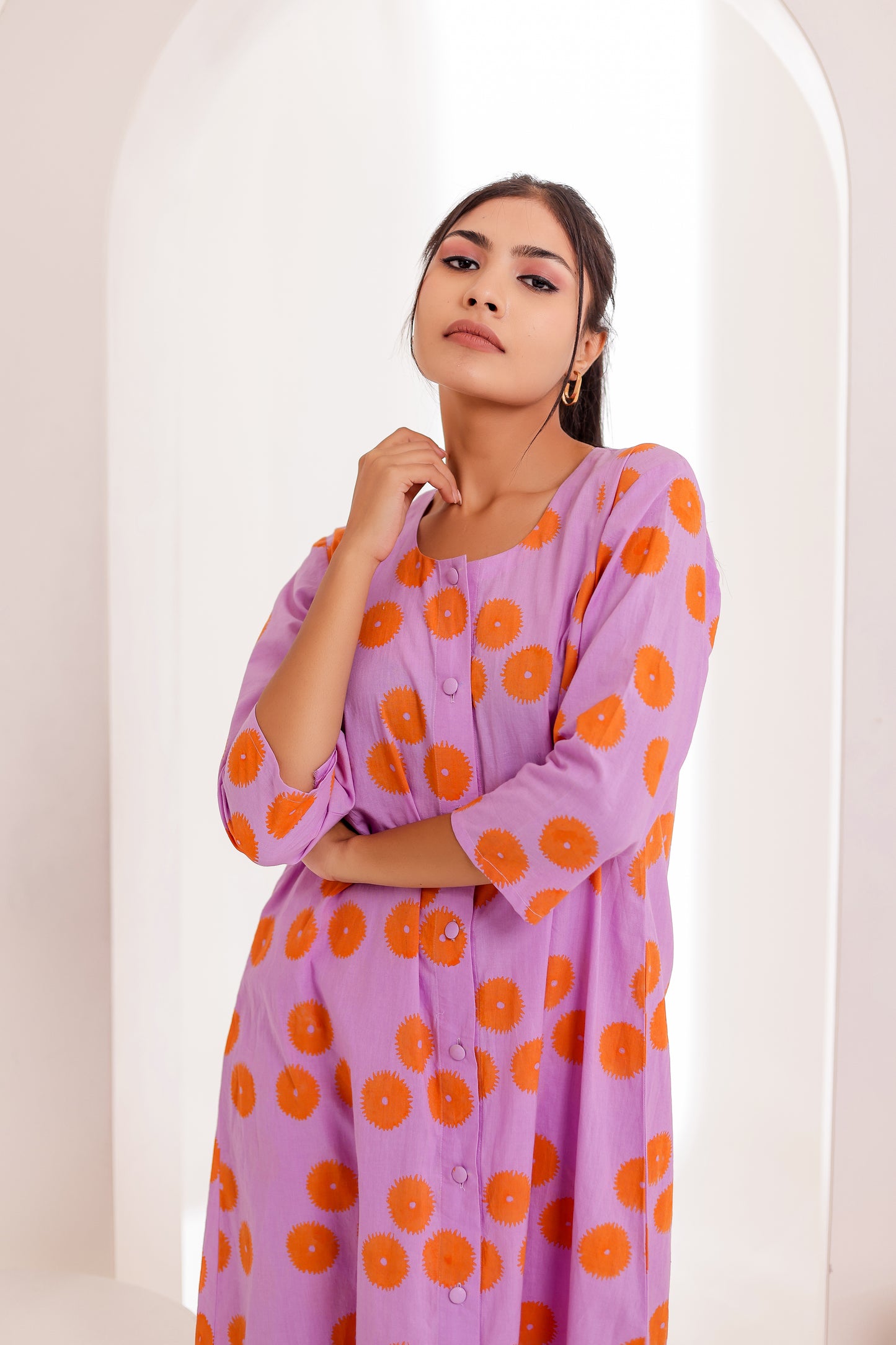 Chromatic Lavender Handblock Co-ord Set