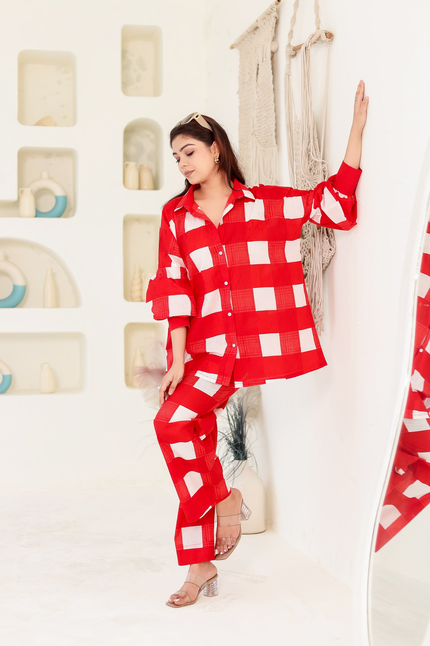 Roma Printed Checks Co-ord Set