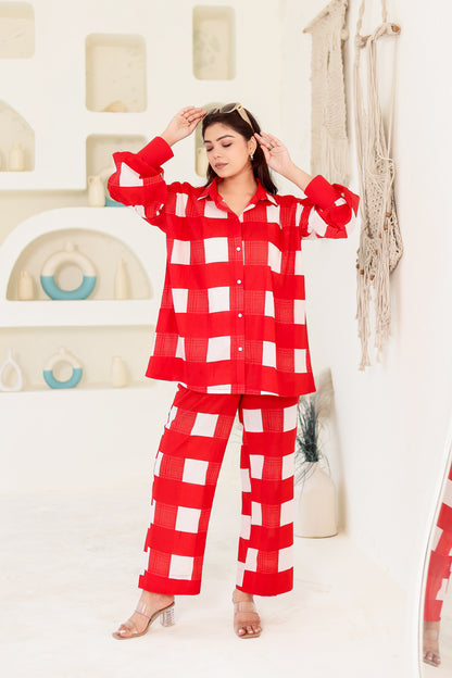 Roma Printed Checks Co-ord Set