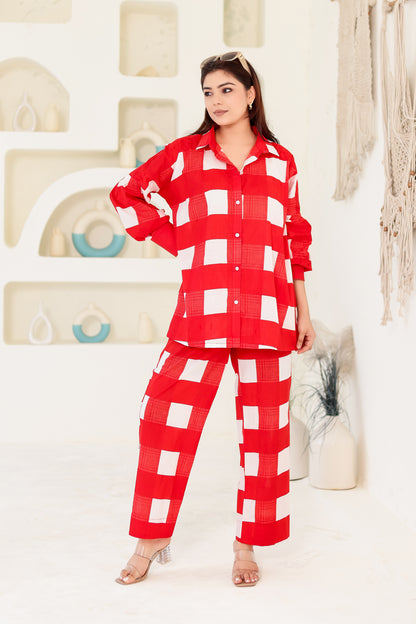 Roma Printed Checks Co-ord Set