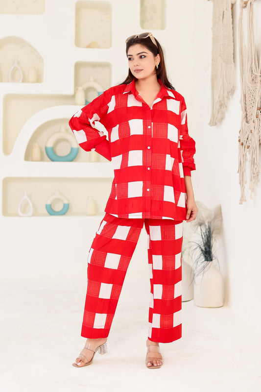 Roma Printed Checks Co-ord Set