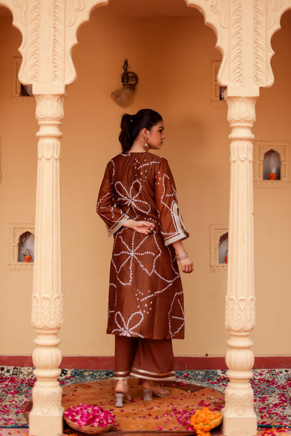 Brown Chanderi Gota Work Kurta Co-ord Set