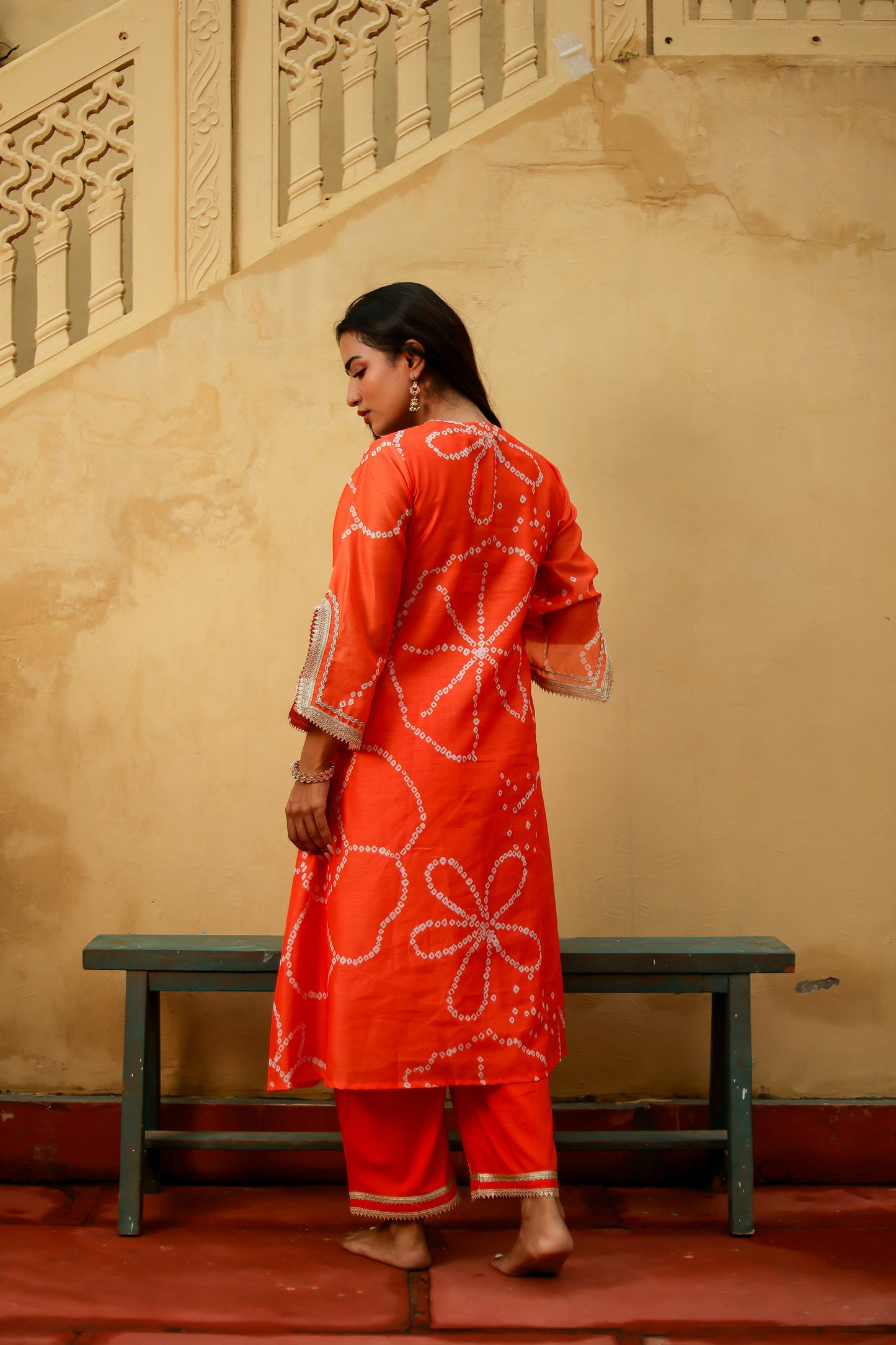 Orange Chanderi Gota Work Kurta Co-ord Set