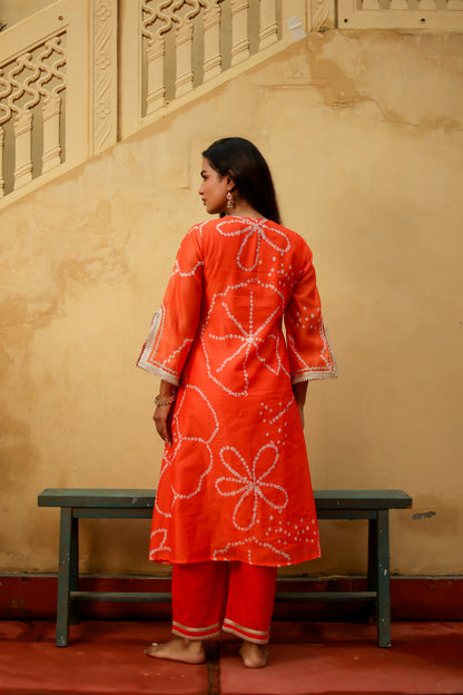 Orange Chanderi Gota Work Kurta Co-ord Set
