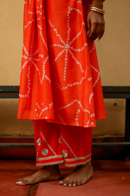 Orange Chanderi Gota Work Kurta Co-ord Set