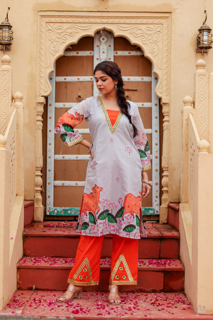 Amber Pichwai Chanderi Kurta Co-ord Set