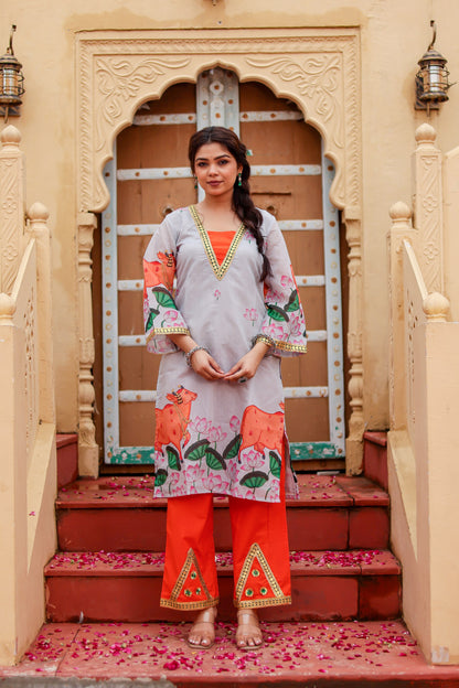 Amber Pichwai Chanderi Kurta Co-ord Set