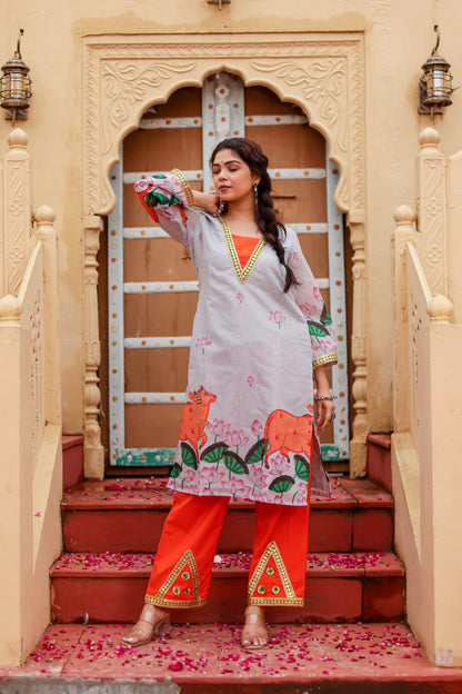 Amber Pichwai Chanderi Kurta Co-ord Set