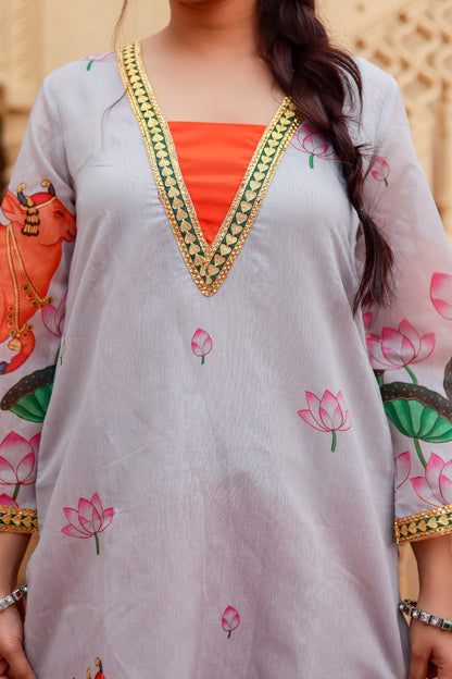 Amber Pichwai Chanderi Kurta Co-ord Set