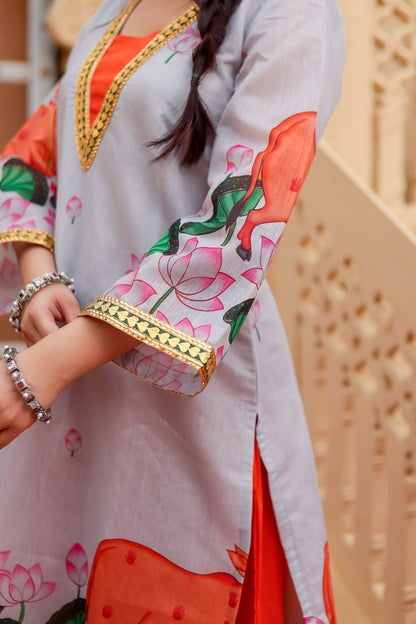 Amber Pichwai Chanderi Kurta Co-ord Set