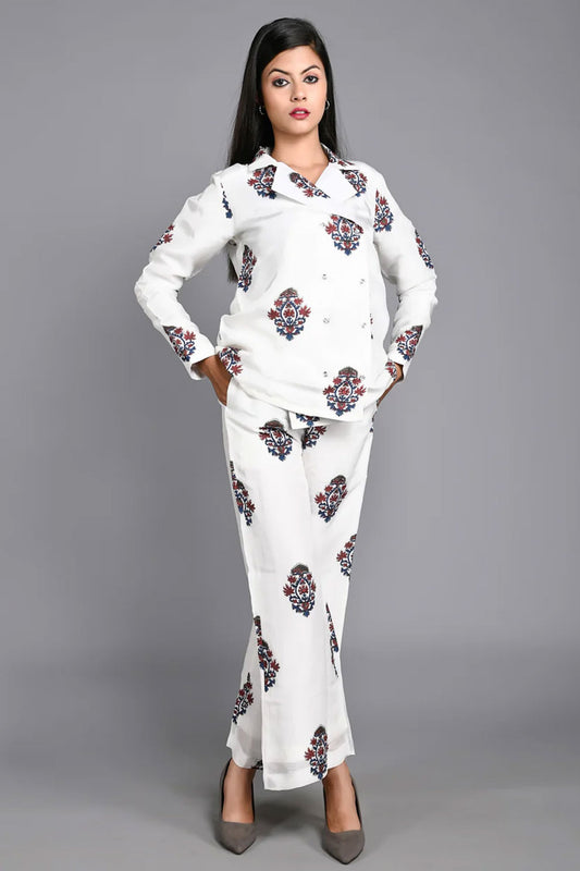 White Uppada Handblock Printed Co-ord Set