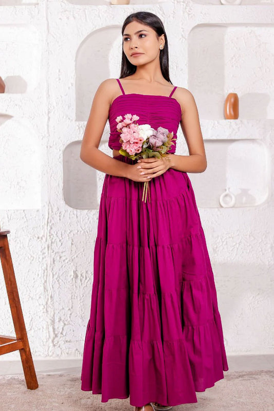 Purple Long Flared Cutout Maxi Dress