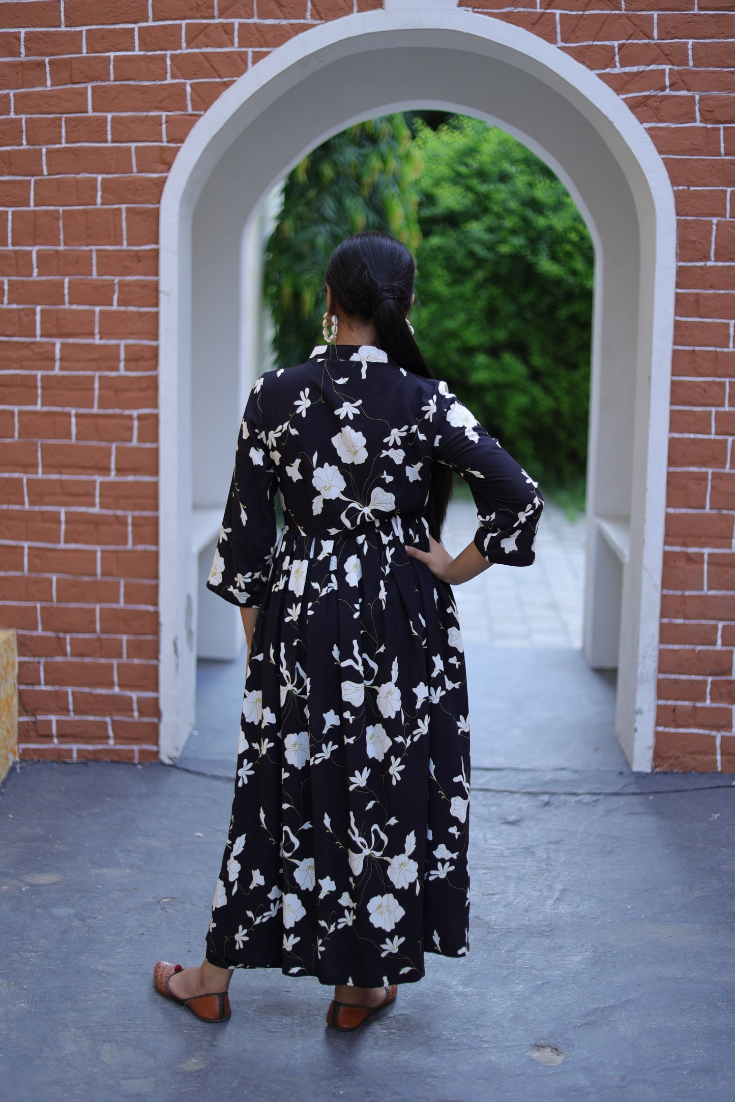 Black Floral Printed Ethnic Kurta Set