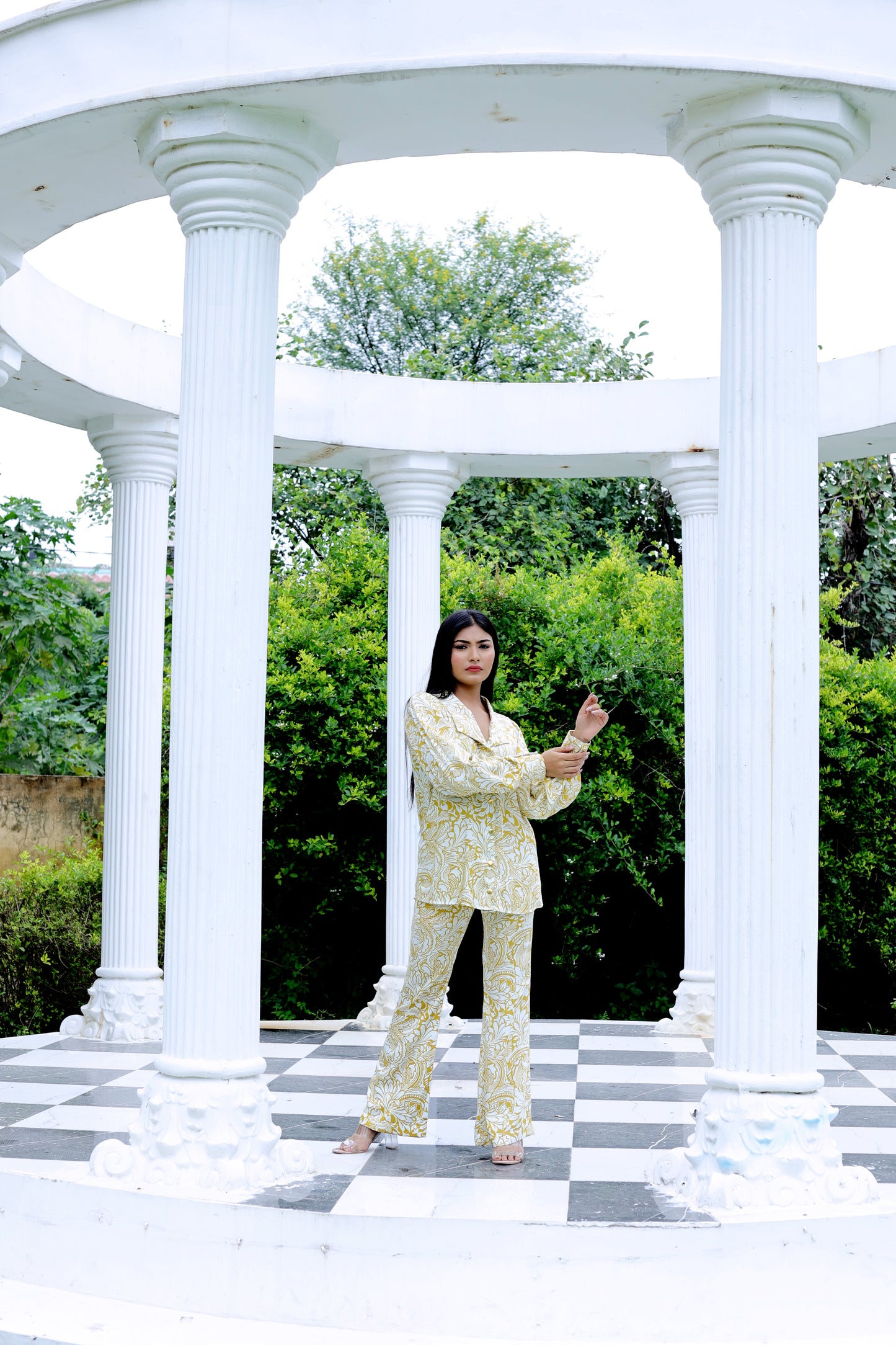 White and Yellow Printed Co-ord Set