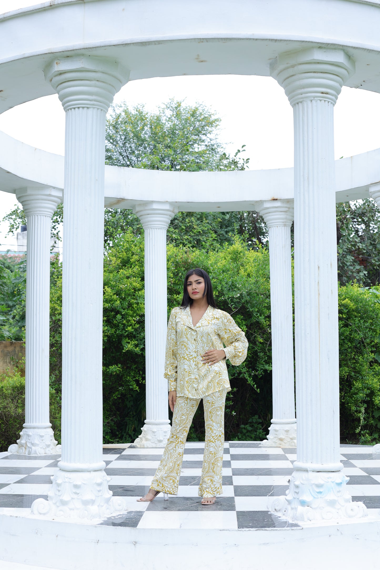White and Yellow Printed Co-ord Set