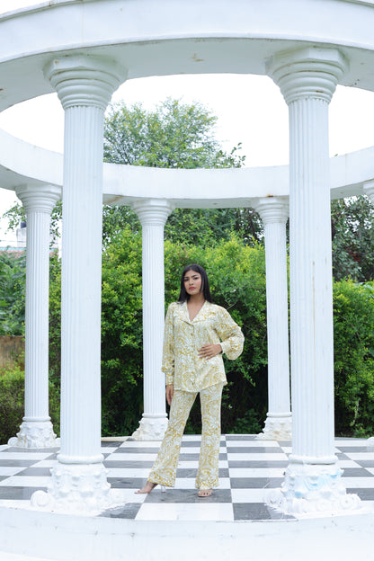 White and Yellow Printed Co-ord Set