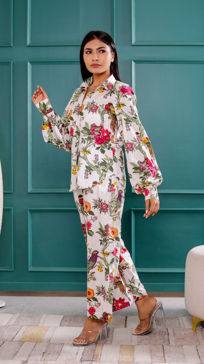 White Oriole Printed Co-ord Set