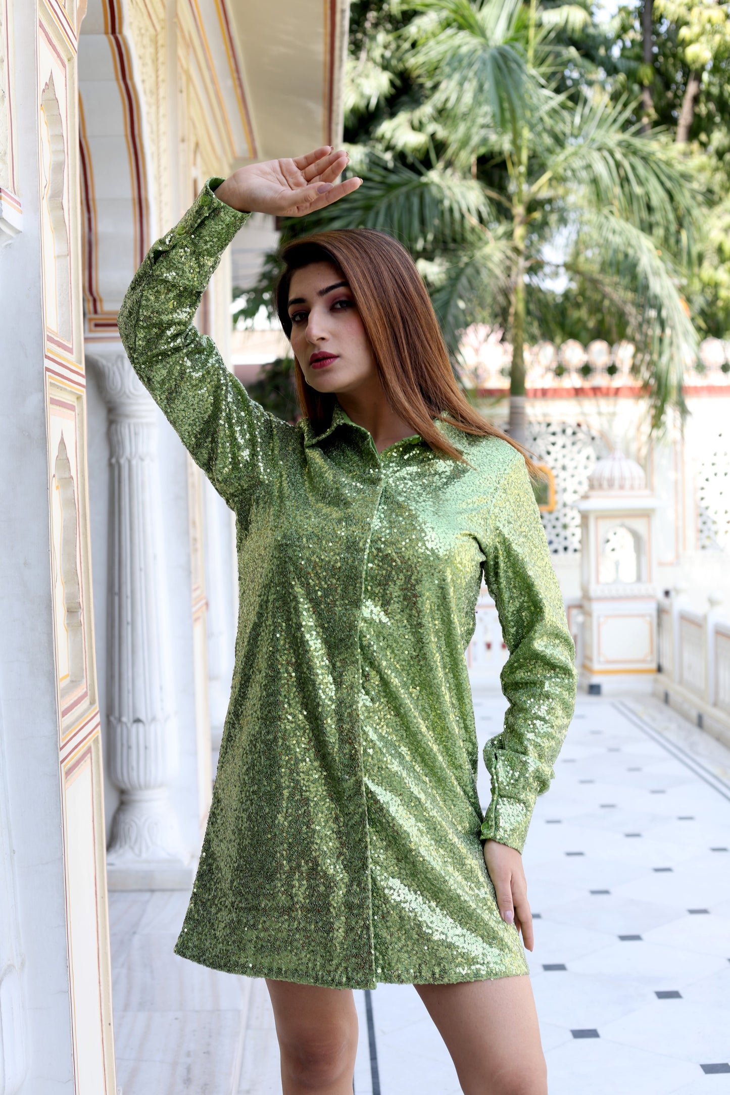 Sparkling Sequin Shirt Dress