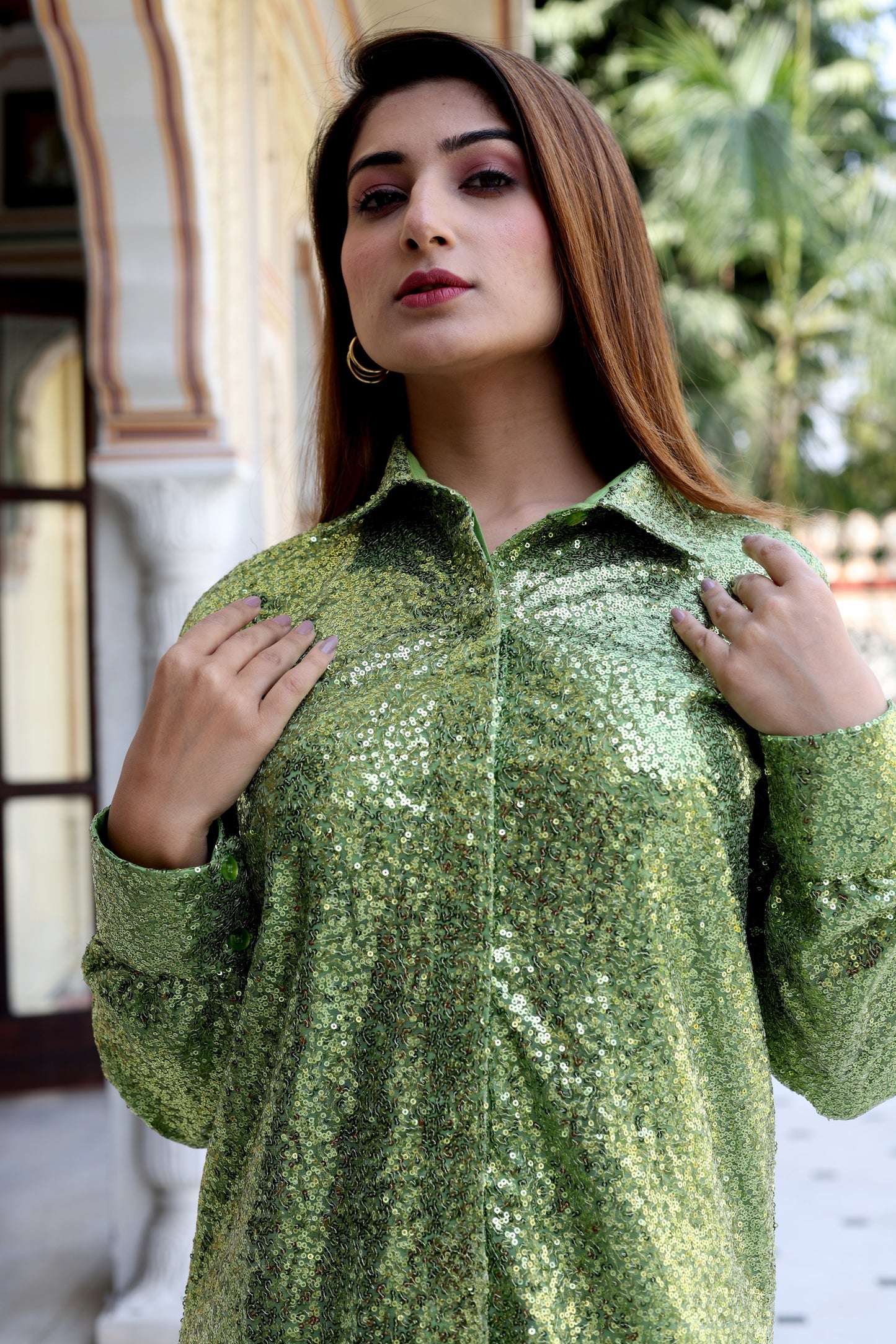 Sparkling Sequin Shirt Dress