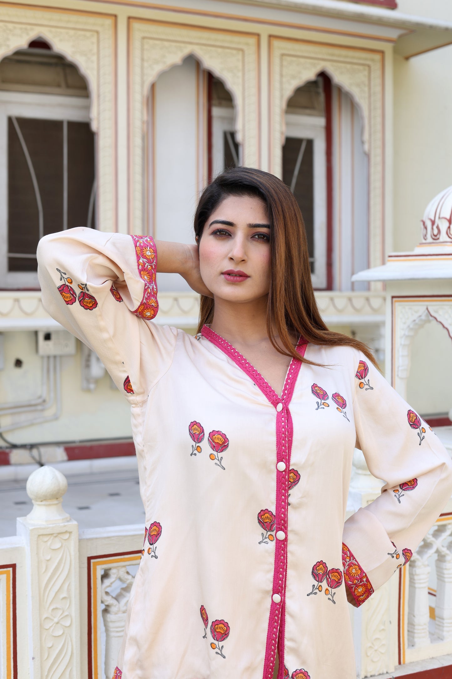 Queen Annes Laces Hand Block Co-ord Set