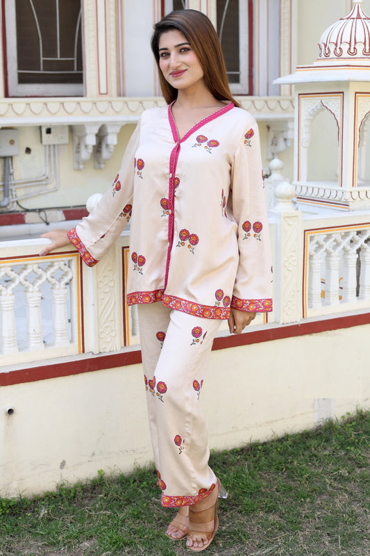 Queen Annes Laces Hand Block Co-ord Set