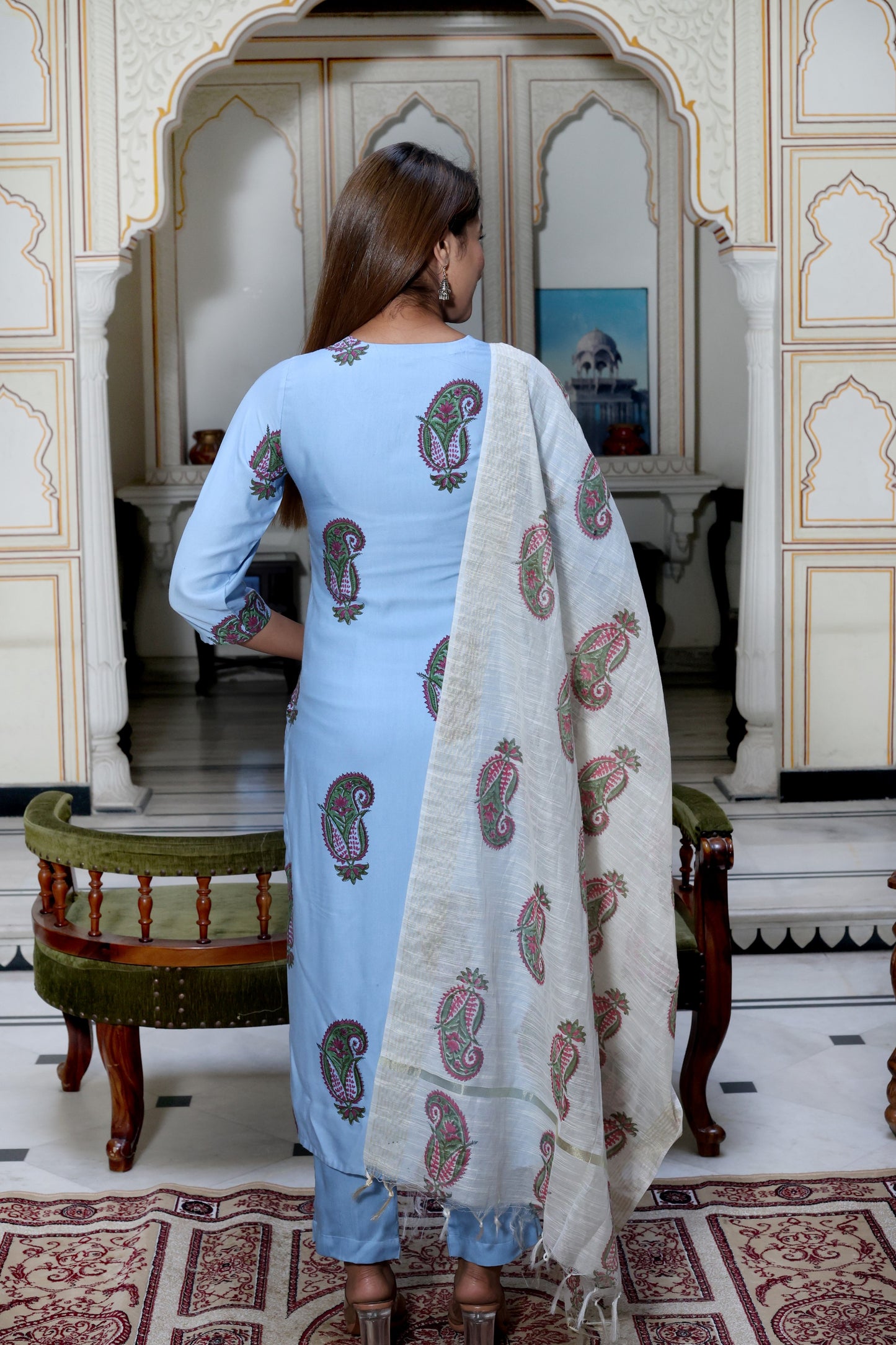 Paisley Motif Hand Block Suit Set