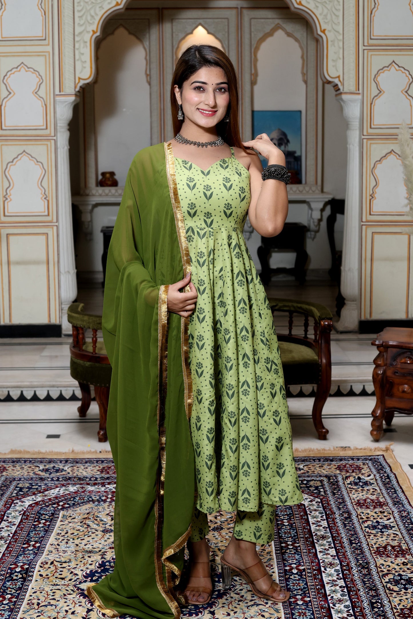 Pom Pom Floral Kalidar Suit Set