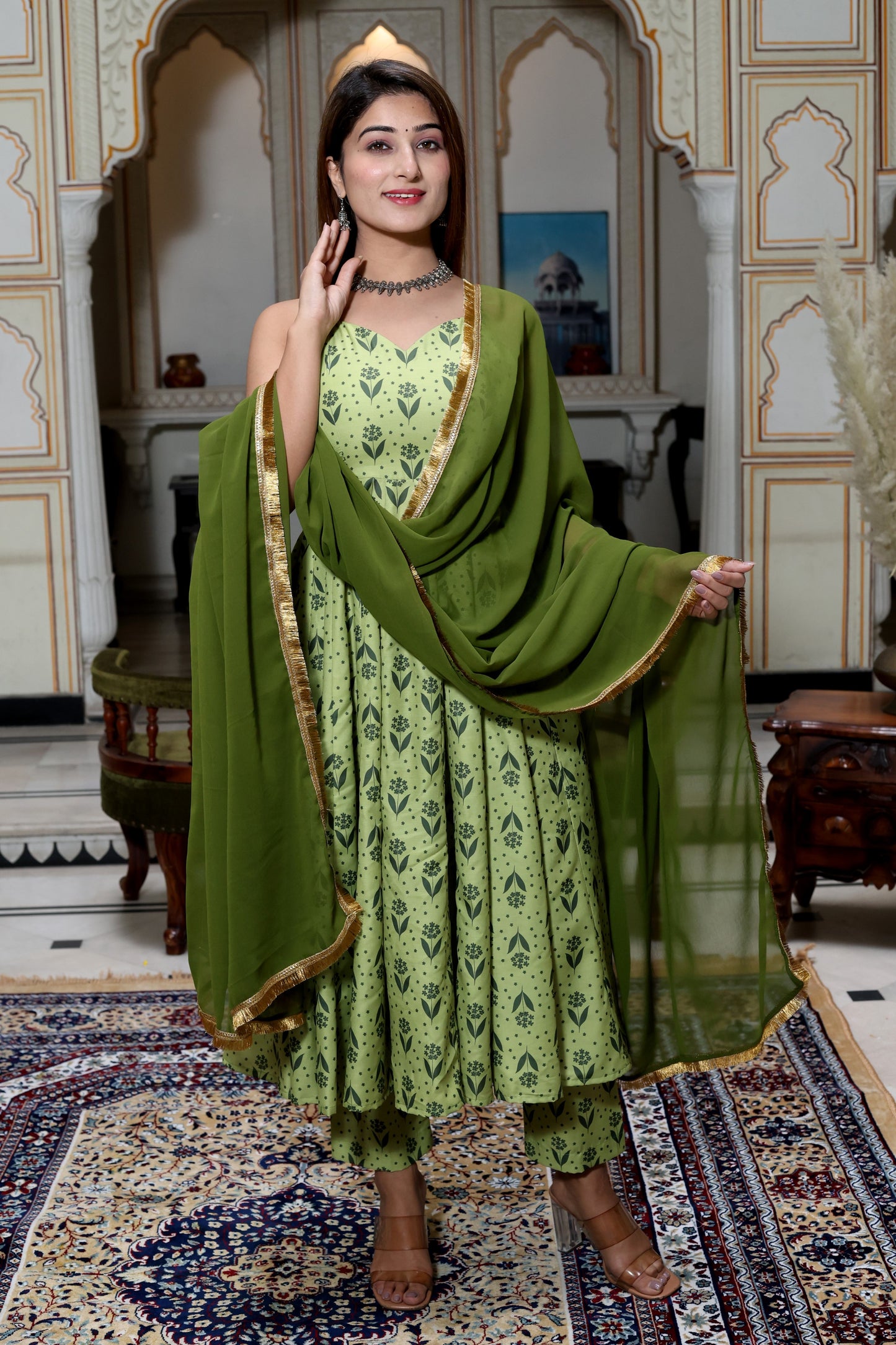 Pom Pom Floral Kalidar Suit Set