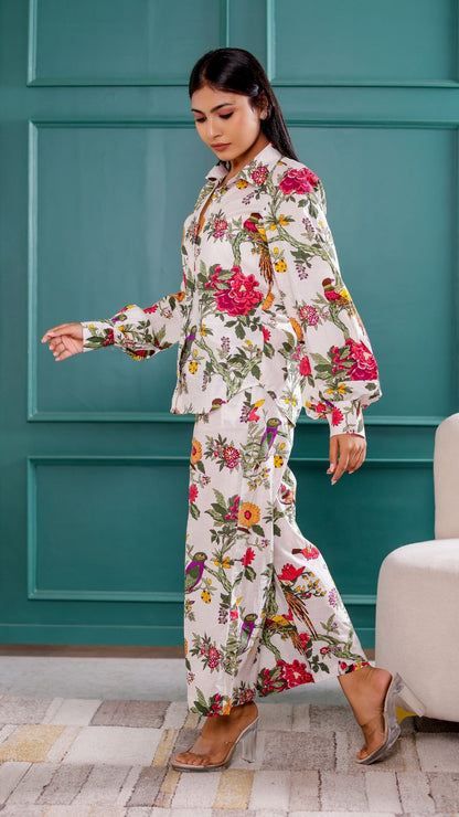 White Oriole Printed Co-ord Set