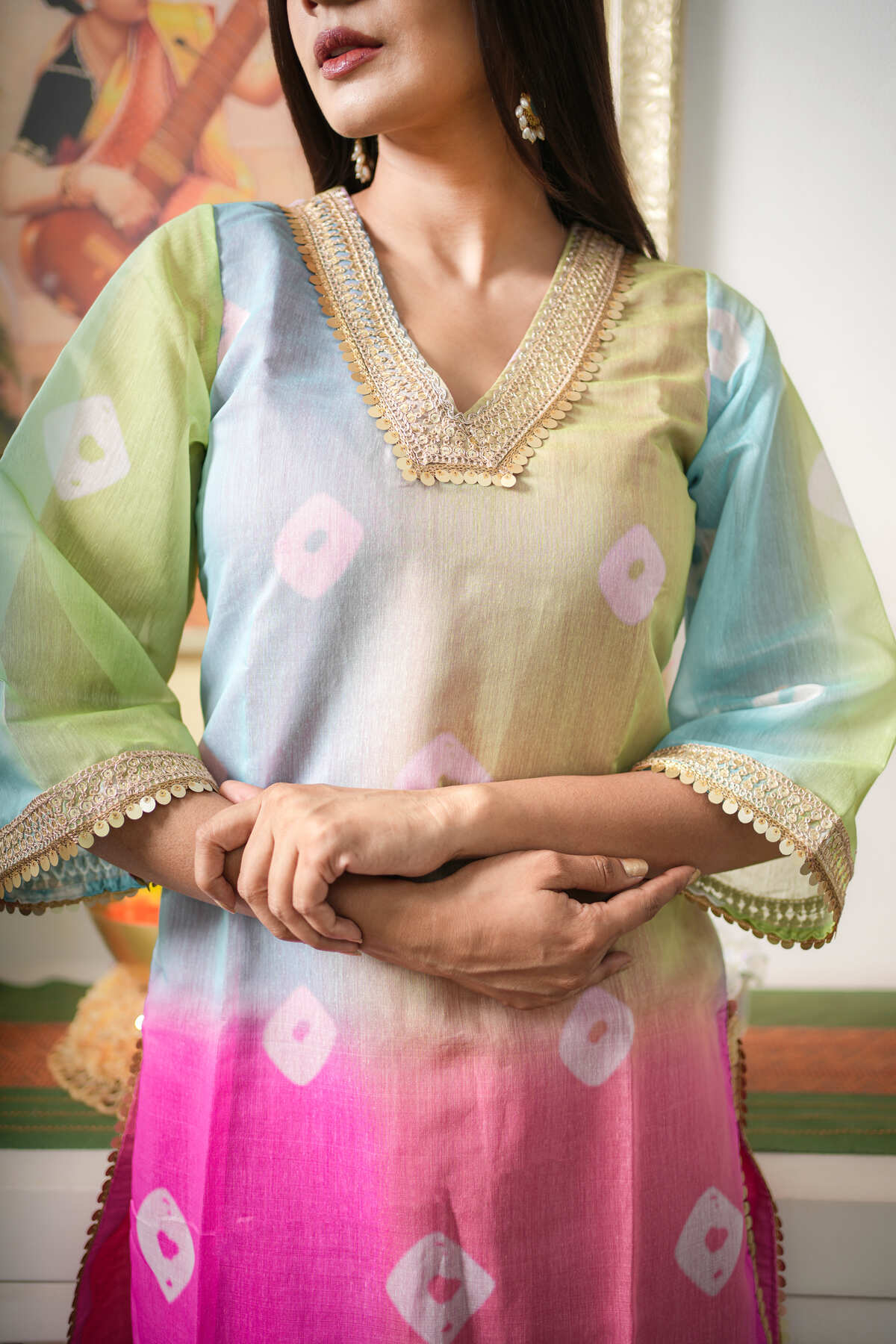 Multi-Colour Chanderi Printed Co-ord Set